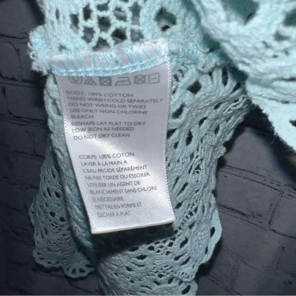 Urban Outfitters Pins and Needles Light Blue Crotchet Sleeveless Tank Size Large - Picture 5 of 5